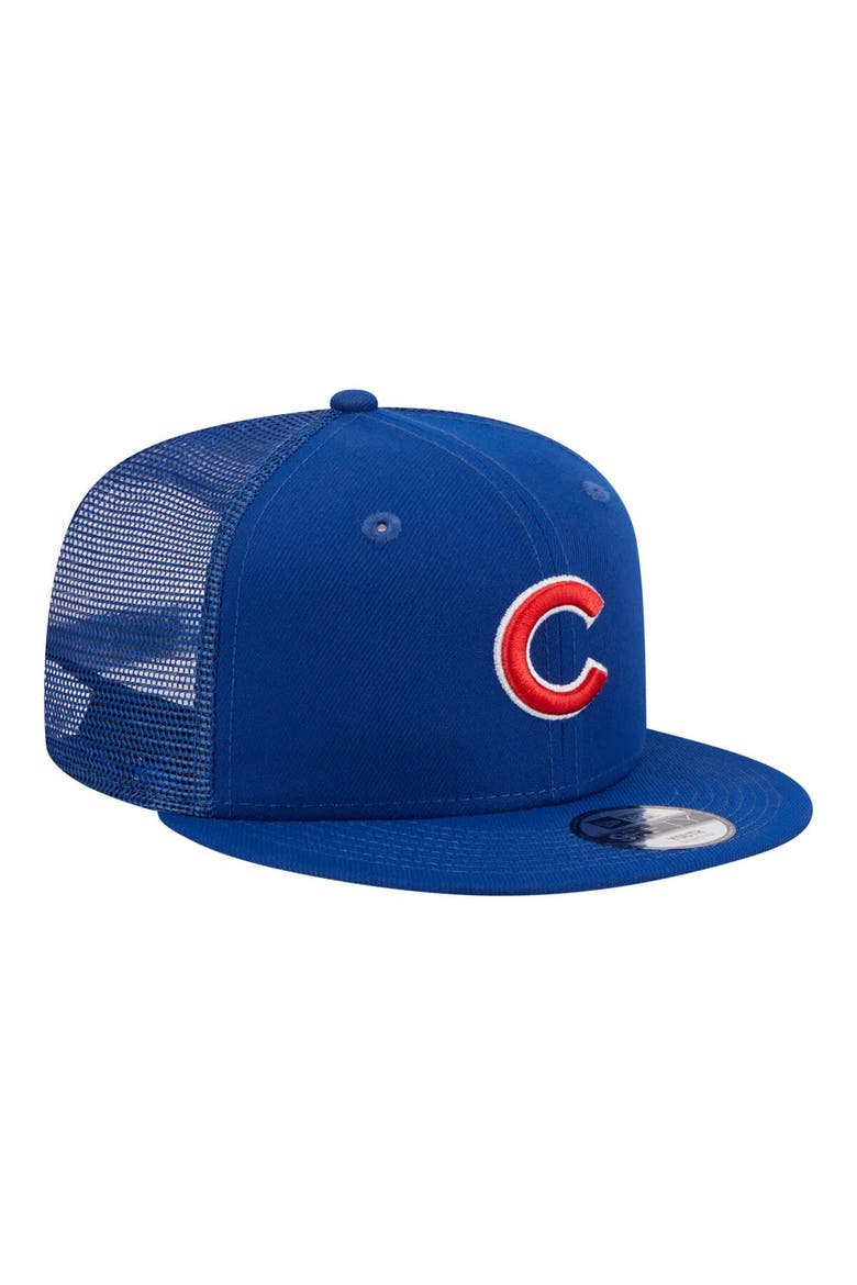 Youth New Era  Royal Chicago Cubs 9FIFTY Trucker Snapback Hat, Alternate, color, Royal