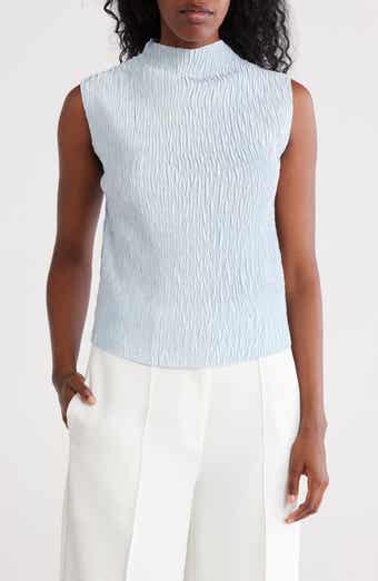 DKNY Funnel Neck Pleated Woven Top