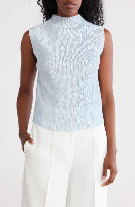 DKNY Funnel Neck Pleated Woven Top
