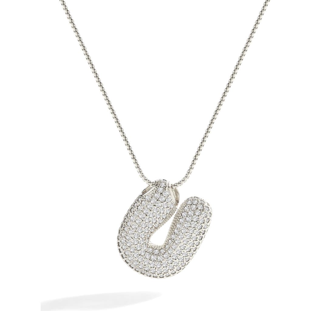 Mint & Lily Pave Bubble Initial Necklace In Metallic