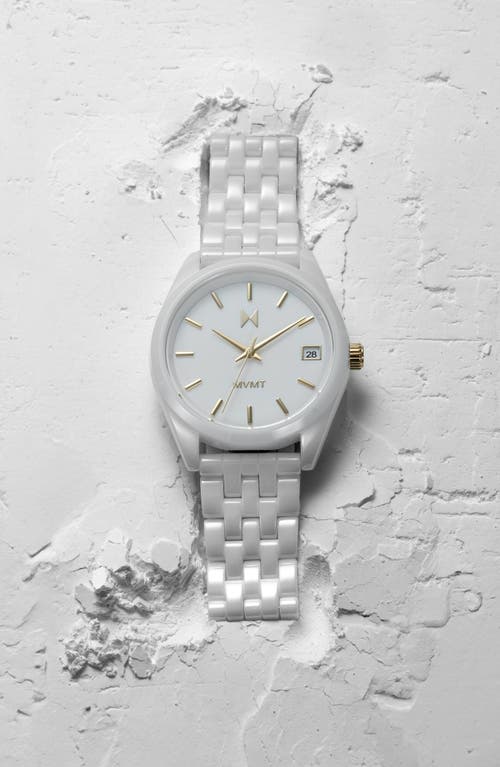 Shop Mvmt Rise Boyfriend Ceramic Bracelet Watch, 36mm In White