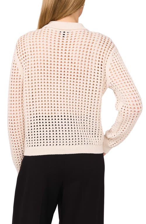 HALOGEN HALOGEN® RECYCLED POLYESTER OPEN WEAVE COLLAR CARDIGAN 