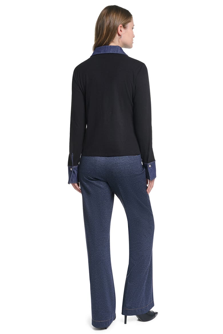 Denim Accent Knit Shirt, Alternate, color, BLACK