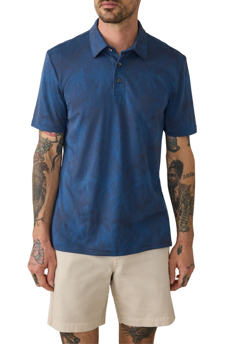 Movement Pima Cotton Blend Piqué Polo, Main, color, NAVY MIDNIGHT PALMS