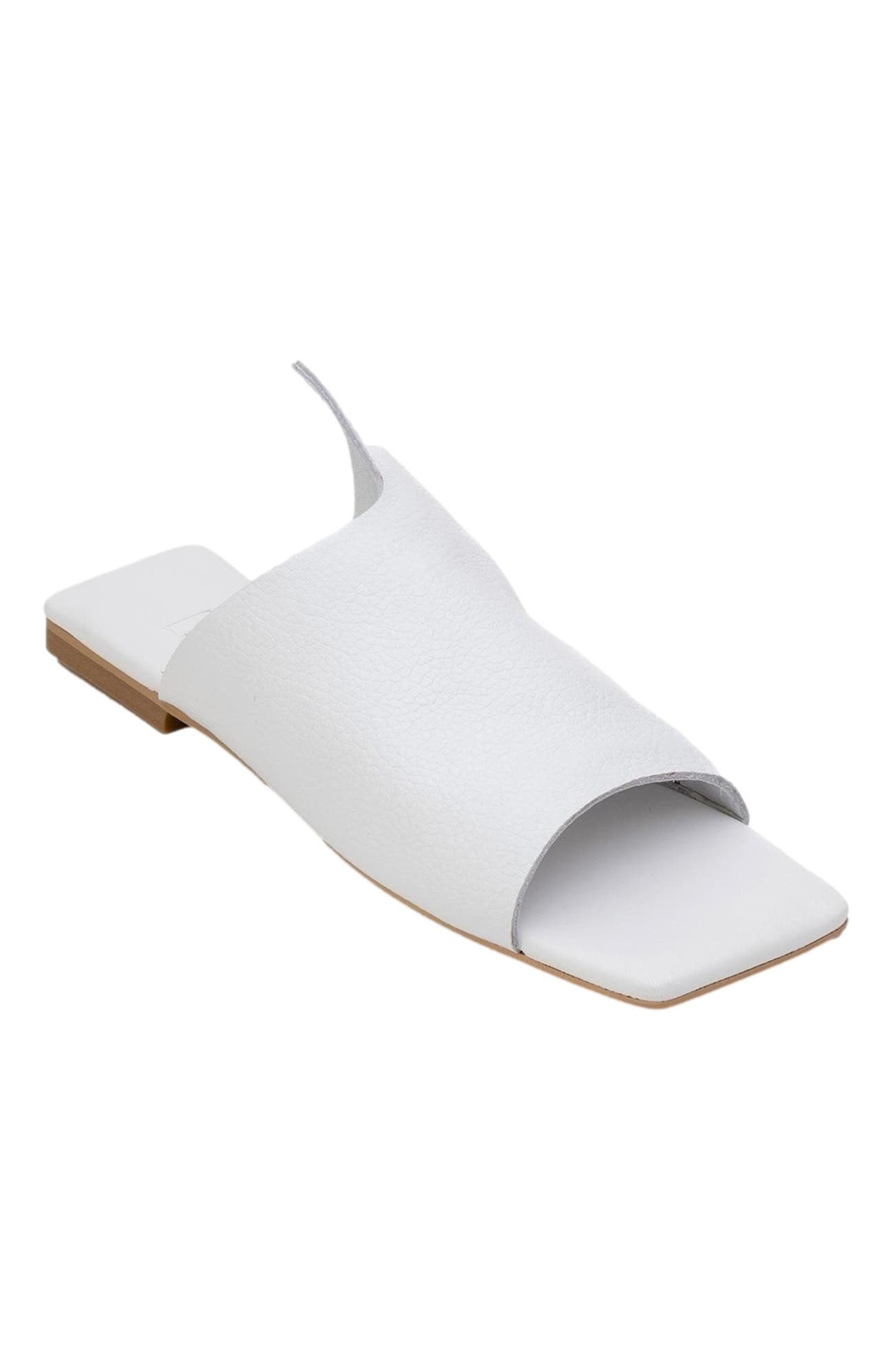 Forever 
Always Shoes Orianna Leather Slide Sandal, Alternate, color, White Leather