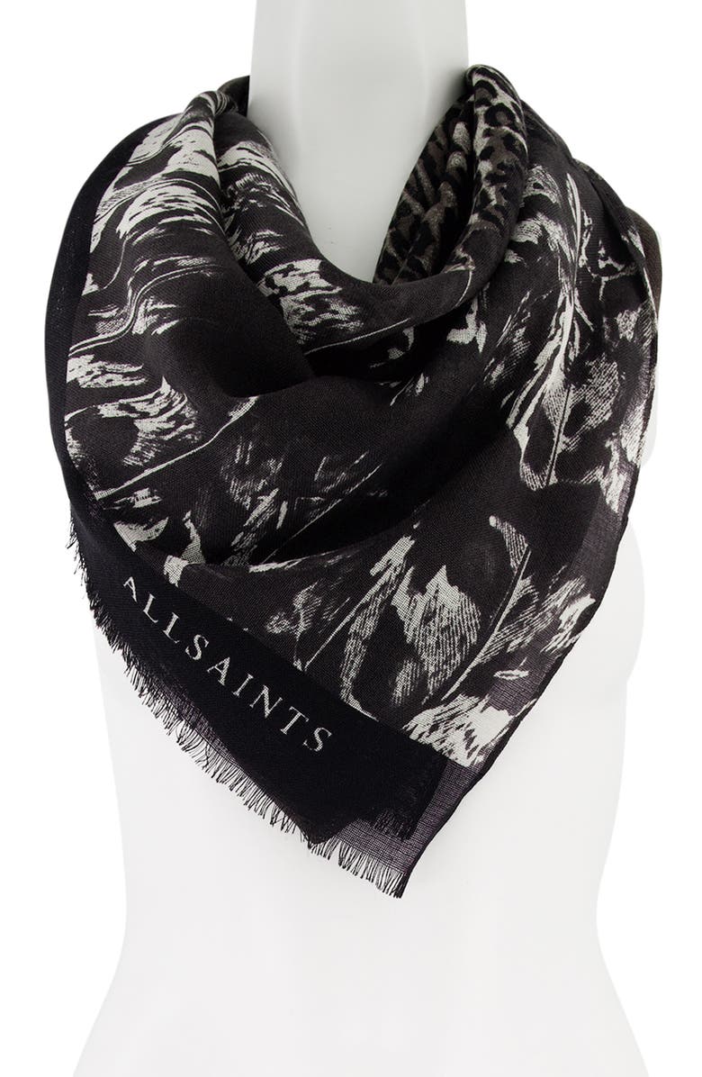 AllSaints Patchwork Print Wool Scarf, Alternate, color,