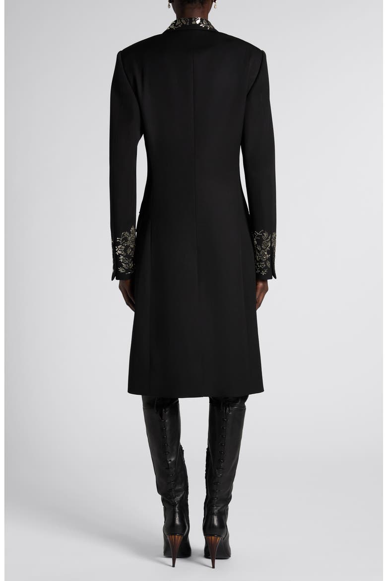 Beaded Wool Coat, Alternate, color, BLACK