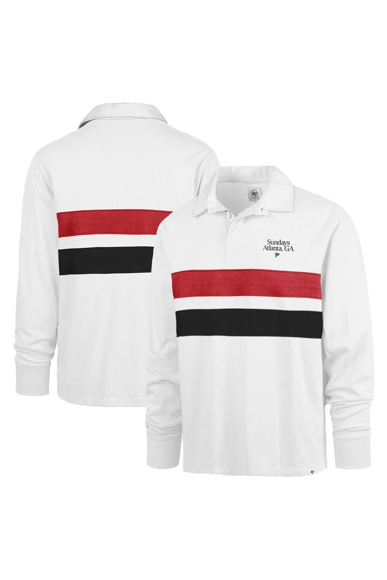 Men's '47 White Atlanta Falcons Sundays Clubhouse Knox Thames Long Sleeve Rugby Polo, Main, color, White