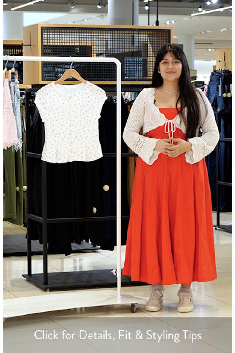 Floral Pointelle Stitch Peplum Button-Up Top video