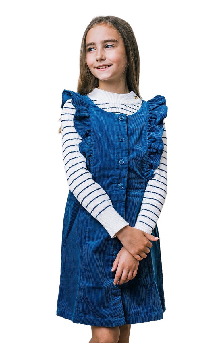 Hope & Henry Girls' Organic Corduroy Ruffle Jumper, Kids, Main, color, 