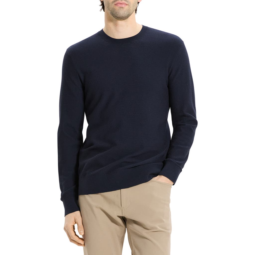 Theory Maden Textured Crewneck Sweater In Blue