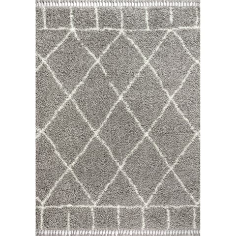 Mercer Shag Plush Tassel Moroccan Geometric Area Rug