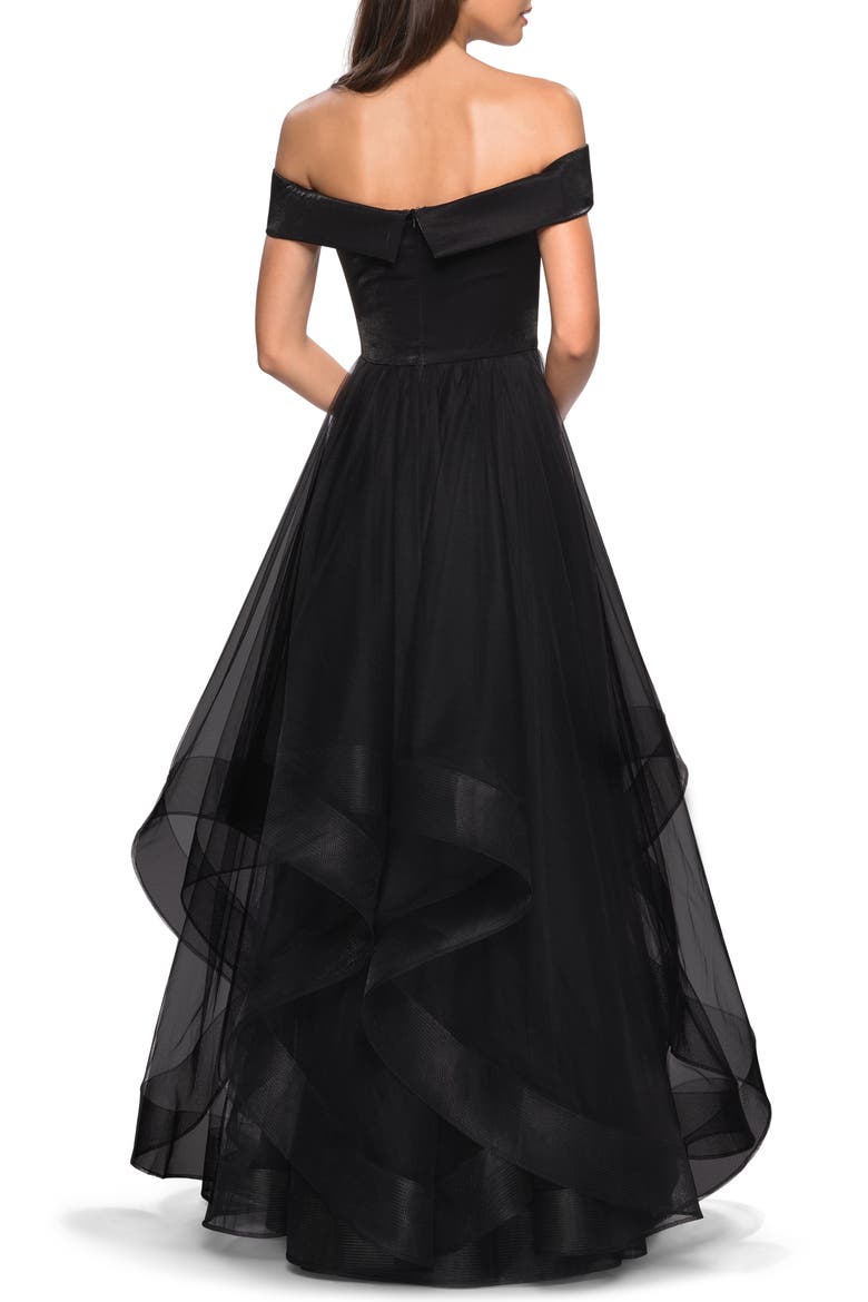 Off the Shoulder Evening Dress, Alternate, color, BLACK
