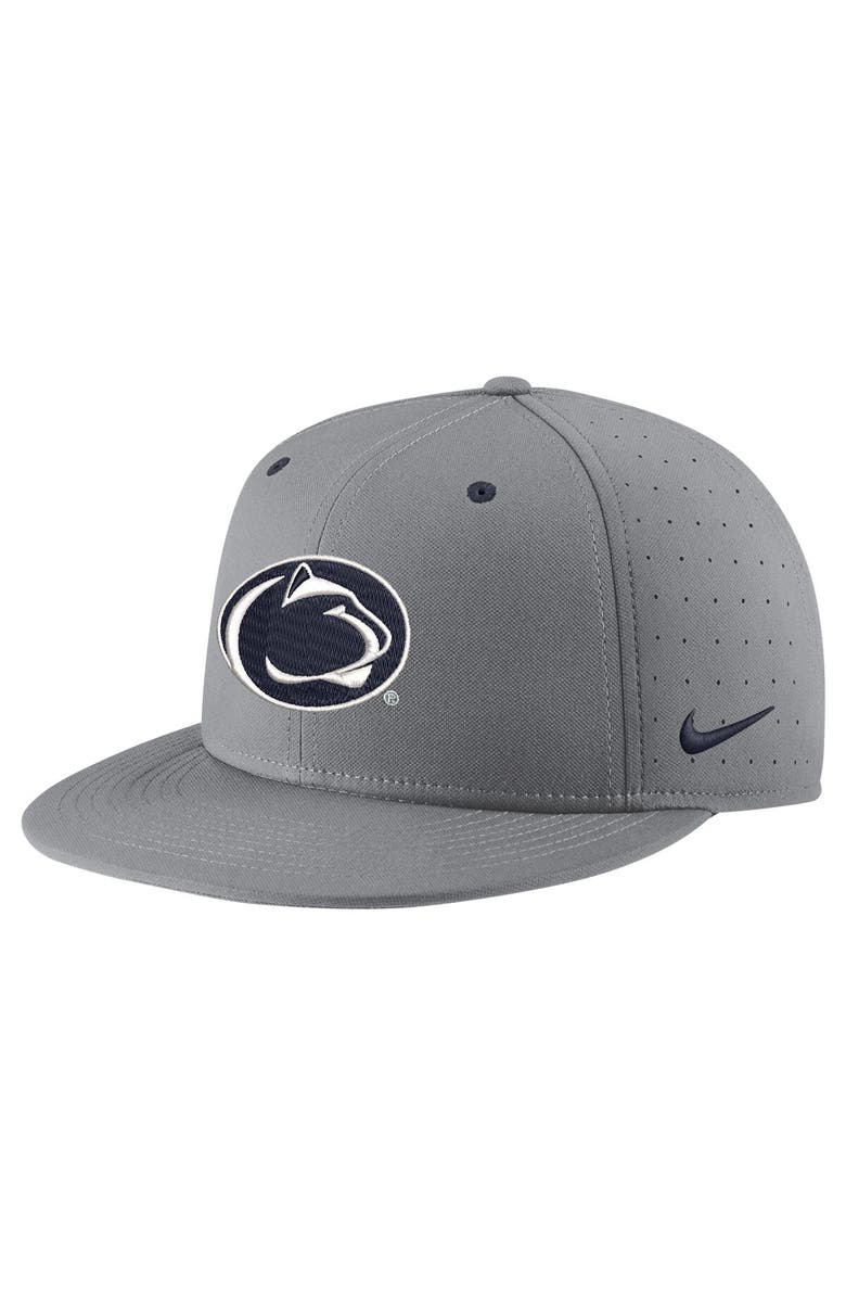 Nike Men's Nike Gray Penn State Nittany Lions USA Side Patch True AeroBill Performance Fitted Hat, Alternate, color, 