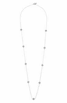 Juvell Cubic Zirconia Clover Station Chain Long Necklace