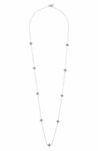 Juvell Cubic Zirconia Clover Station Chain Long Necklace