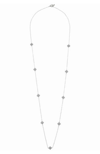 Juvell Cubic Zirconia Clover Station Chain Long Necklace In Silver