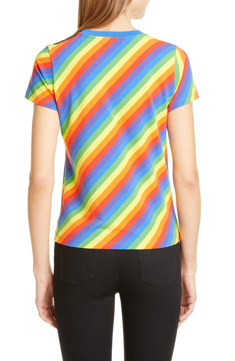 Balenciaga Rainbow Stripe Jersey Tee, Alternate, color,