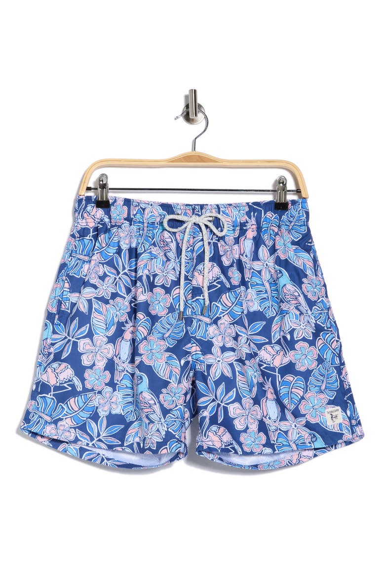 Print Volley Swim Trunks, Alternate, color, NAVY