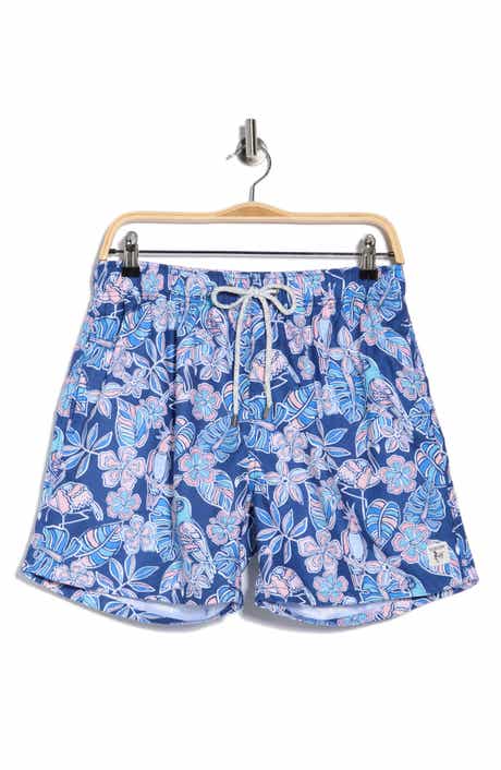 Vintage Summer Print Volley Swim Trunks