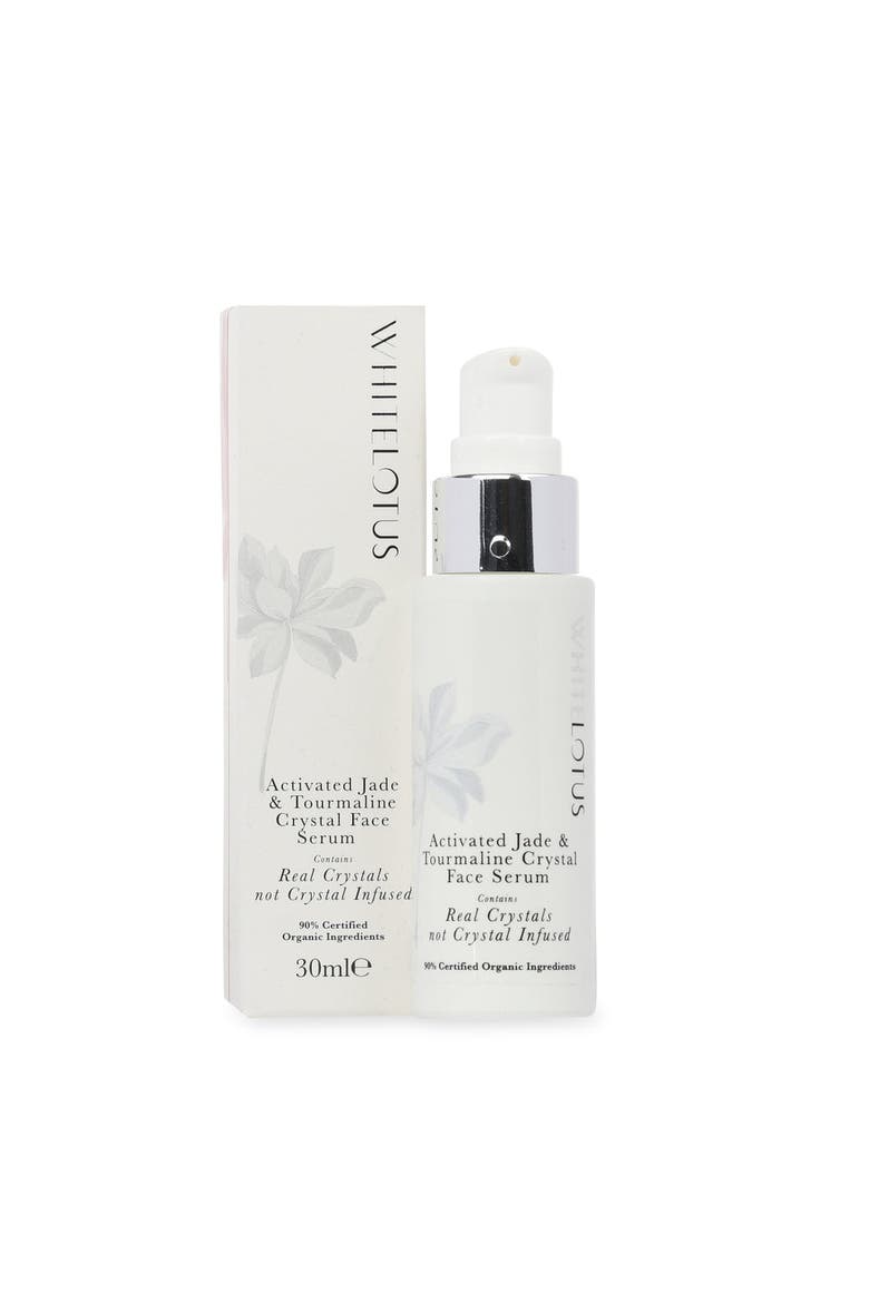 Activated Jade and Tourmaline Crystal Face Serum, Main, color, White