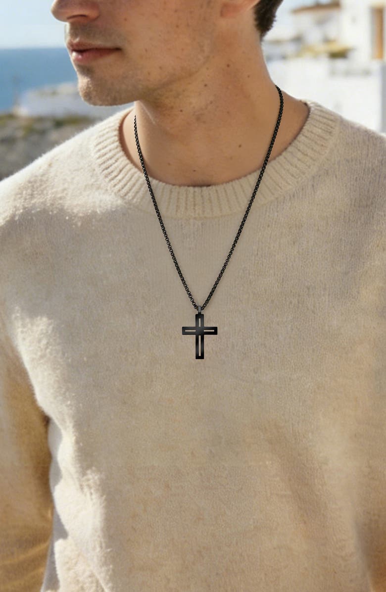 EDFORCE Men's Cut-Out Cross Necklace, Alternate, color, 