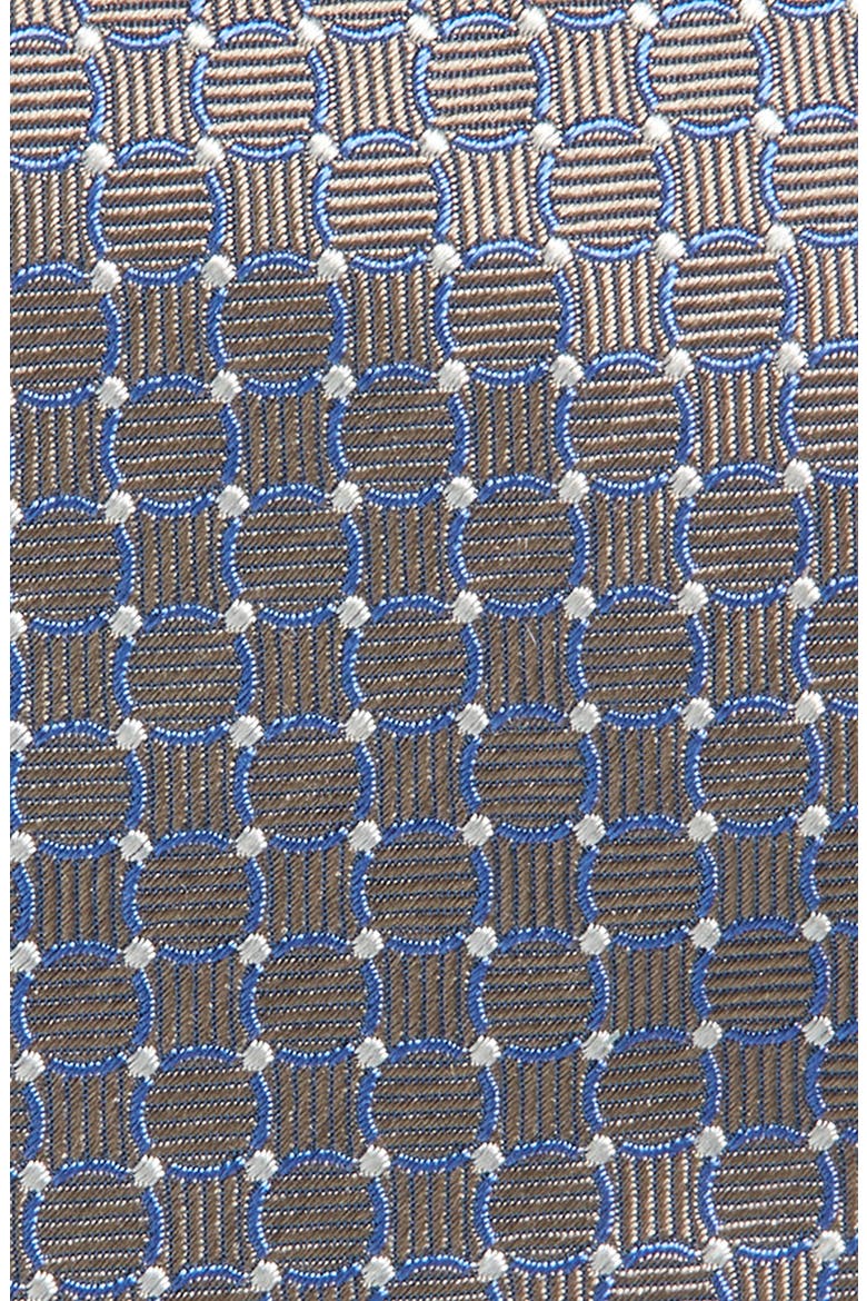 Geometric Silk Tie, Alternate, color, BROWN