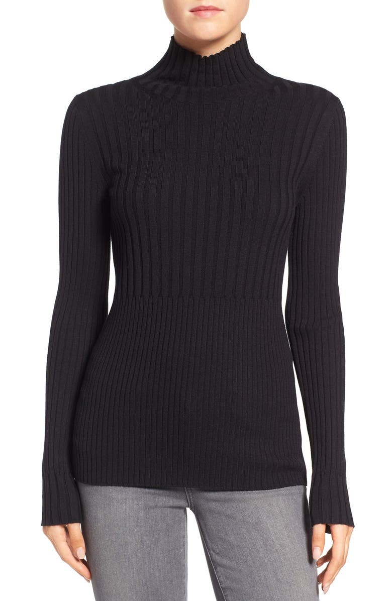 Halogen<sup>®</sup> Ribbed Long Sleeve Turtleneck Top, Main, color, 
