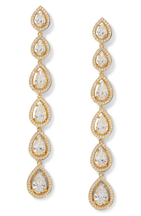 Radiant Pavé Pear Cubic Zirconia Linear Drop Earrings