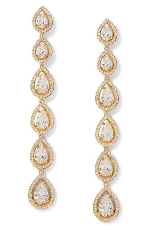 Nadri Radiant Cubic Zirconia Halo Linear Drop Earrings In Gold