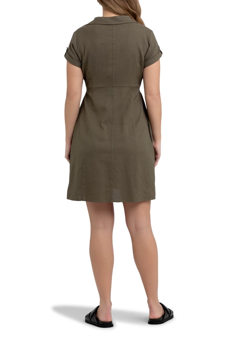 Colette Tie Up Linen Dress, Alternate, color, OLIVE
