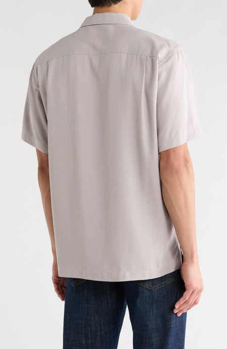 Tommy Bahama Herringbone Short Sleeve Silk Button-Up Camp Shirt