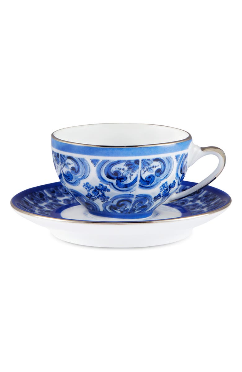 Dolce&Gabbana Blu Meditteraneo Fiore Piccolo Espresso Cup & Saucer Set, Alternate, color, 