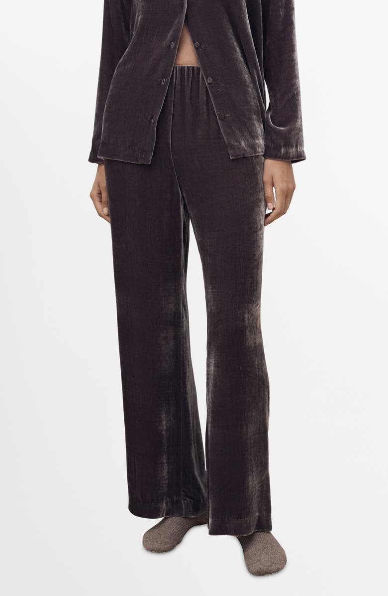 MANGO Velvet Lounge Pants, Main, color, Blackberry