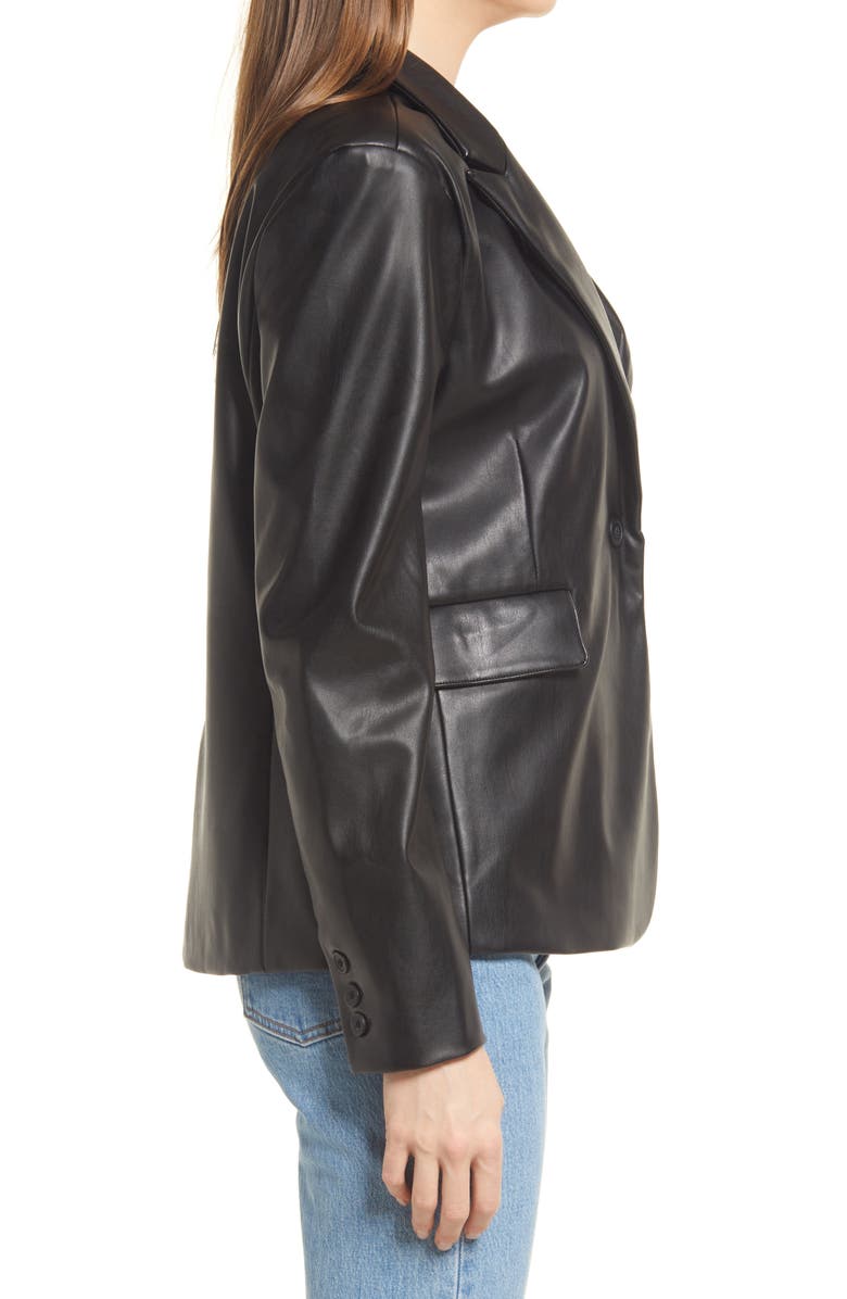 Open Edit Faux Leather Blazer, Alternate, color, 
