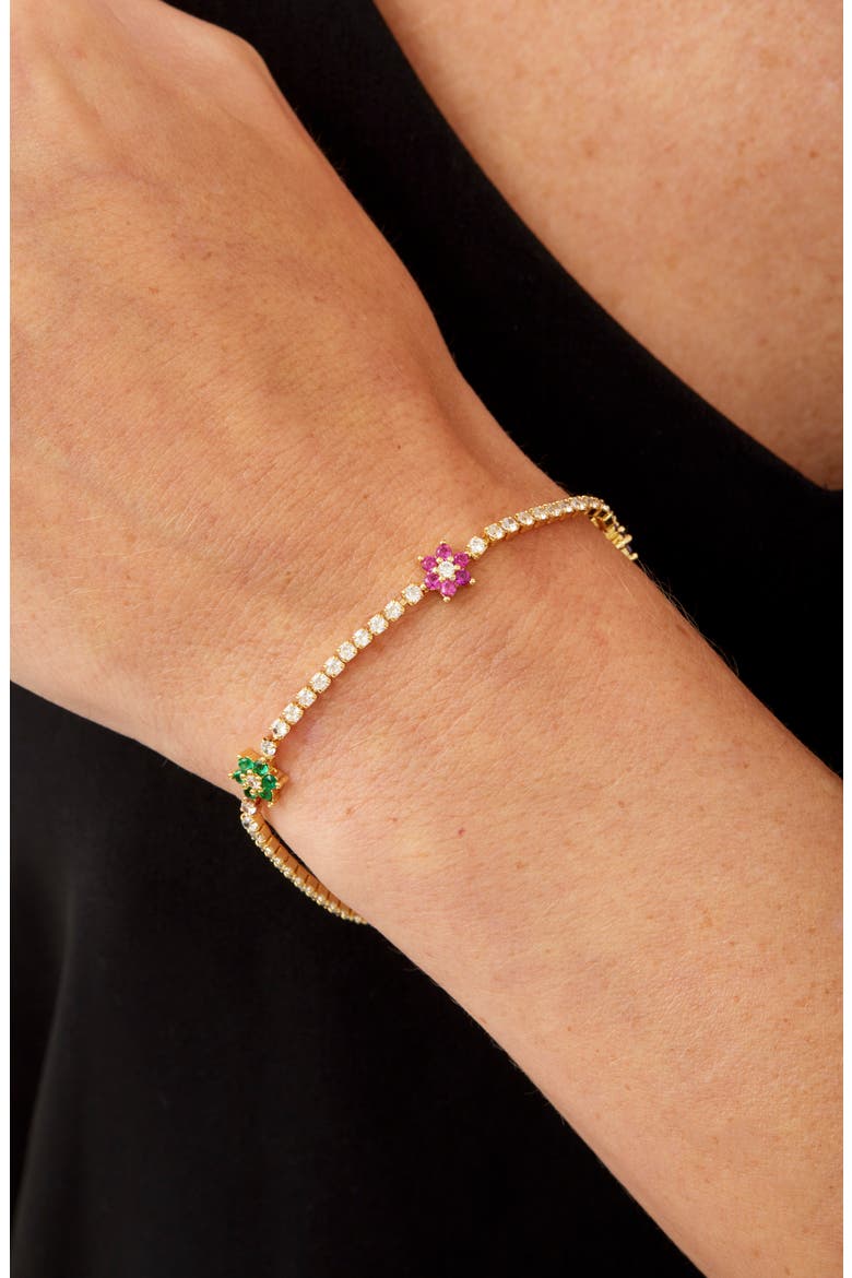 Floral Cubic Zirconia Bracelet, Alternate, color, YELLOW