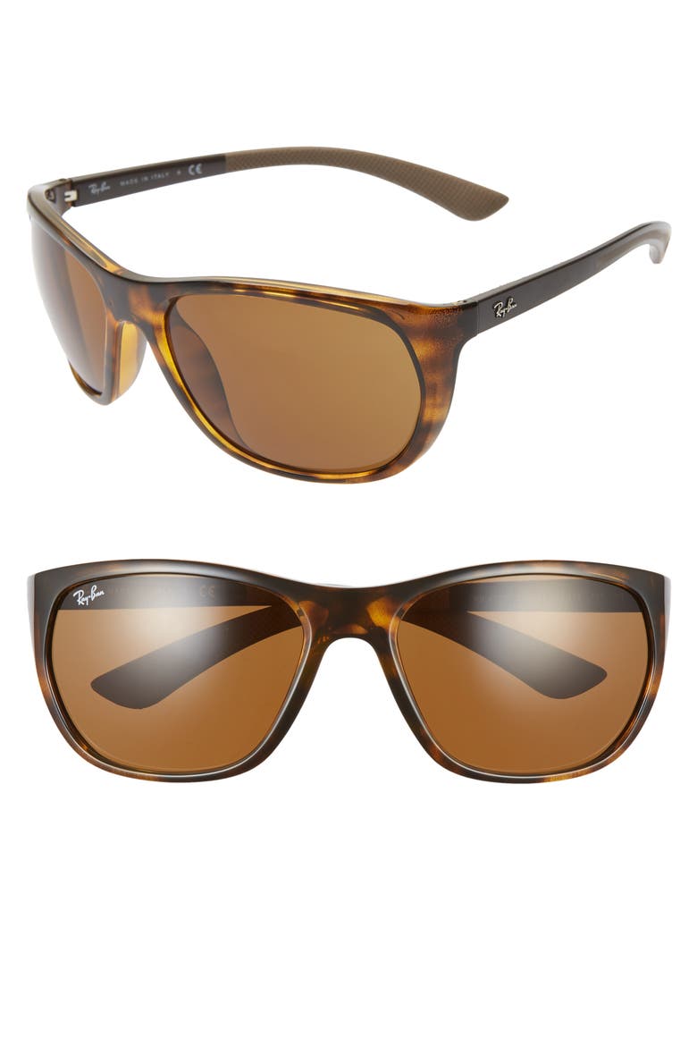 61mm Wrap Sunglasses, Main, color, HAVANA