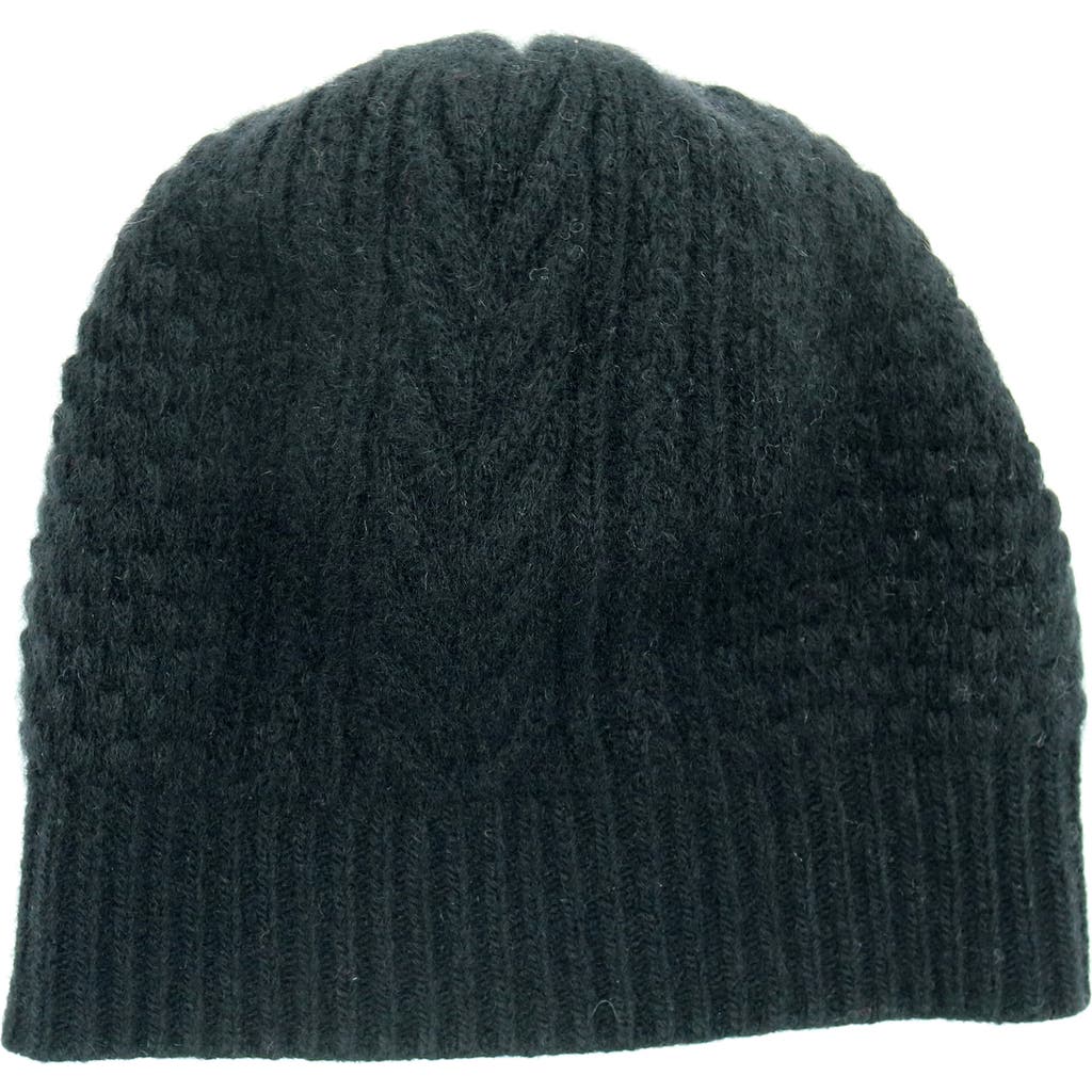 Portolano Cable Knit Cashmere Beanie In Black