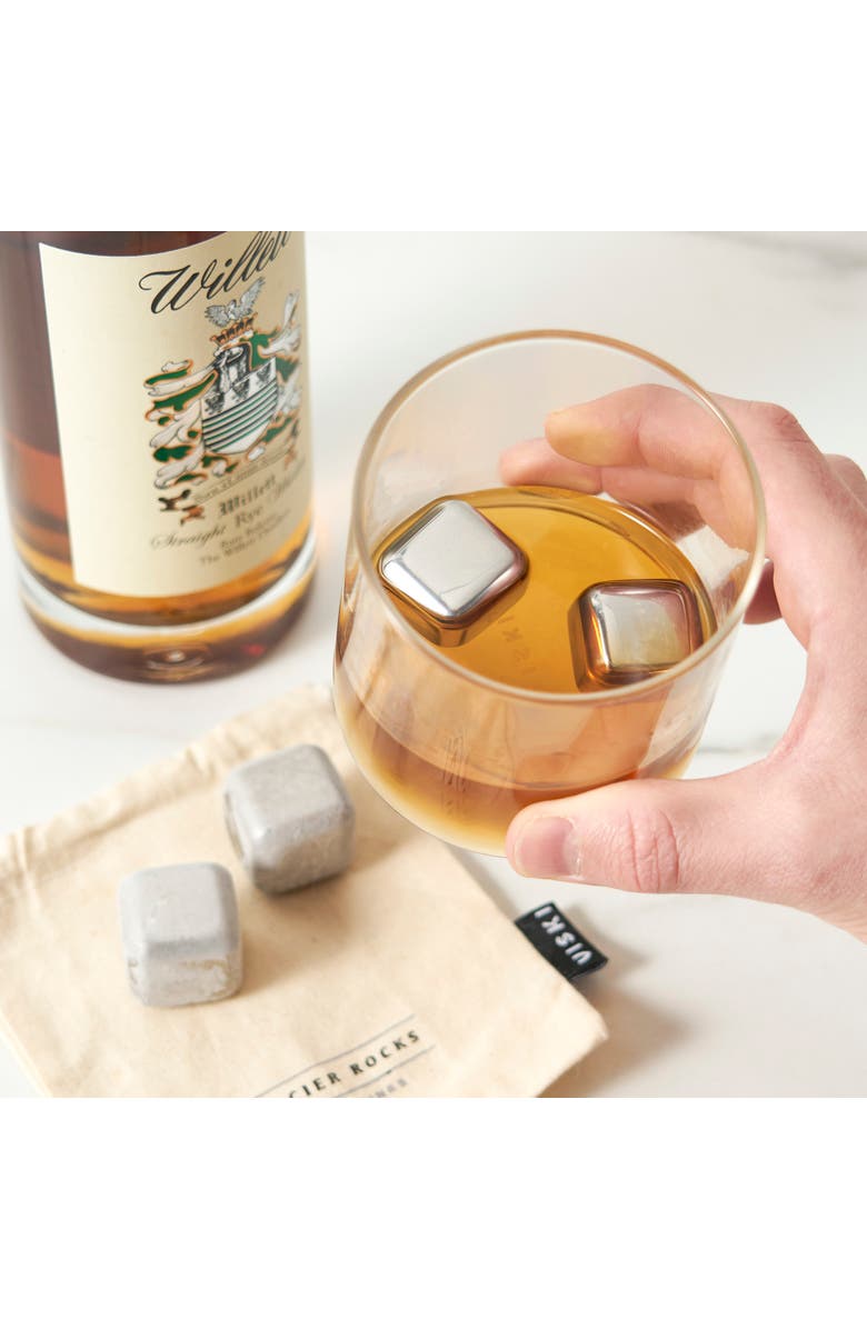 Viski Glacier Rocks Small Cubes in Stainless Steel Set of 4, Alternate, color, Silver