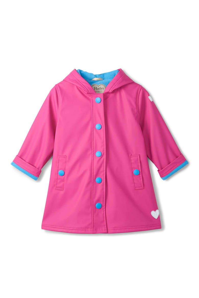 Kids' Raspberry Rose Waterproof Hooded Raincoat, Main, color, PINK