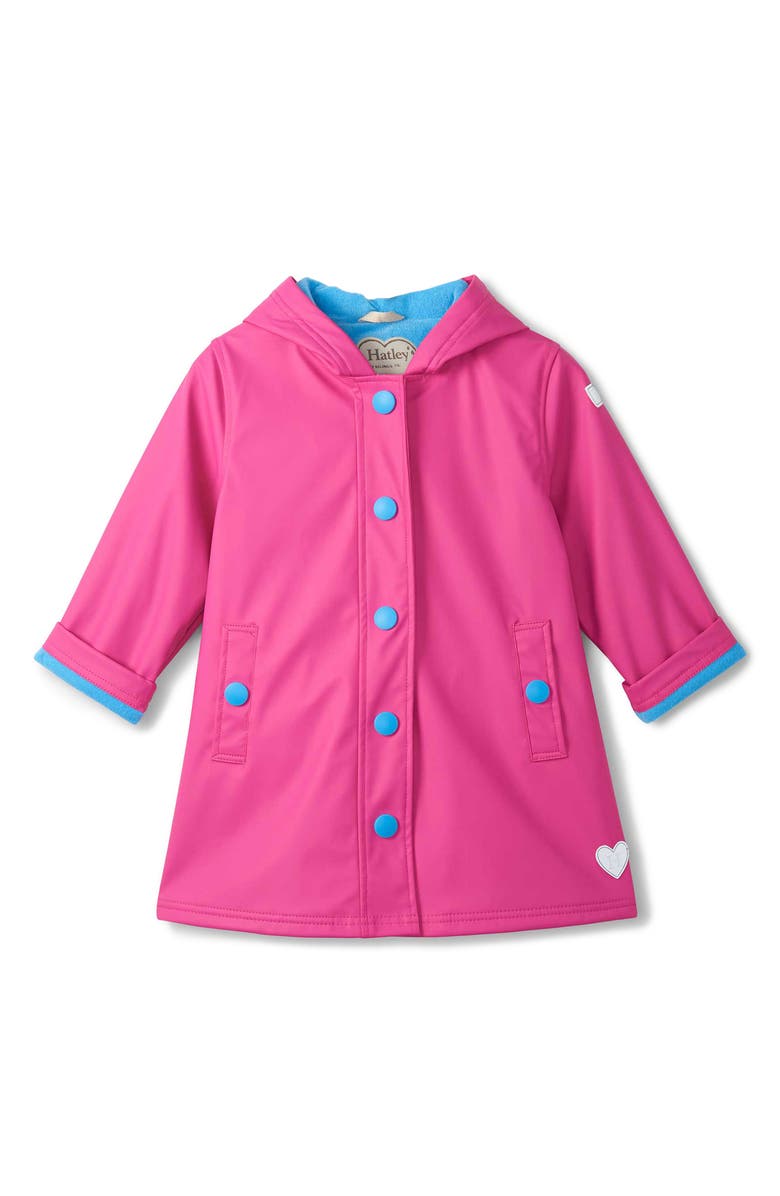Hatley Kids' Raspberry Rose Waterproof Hooded Raincoat, Main, color, 