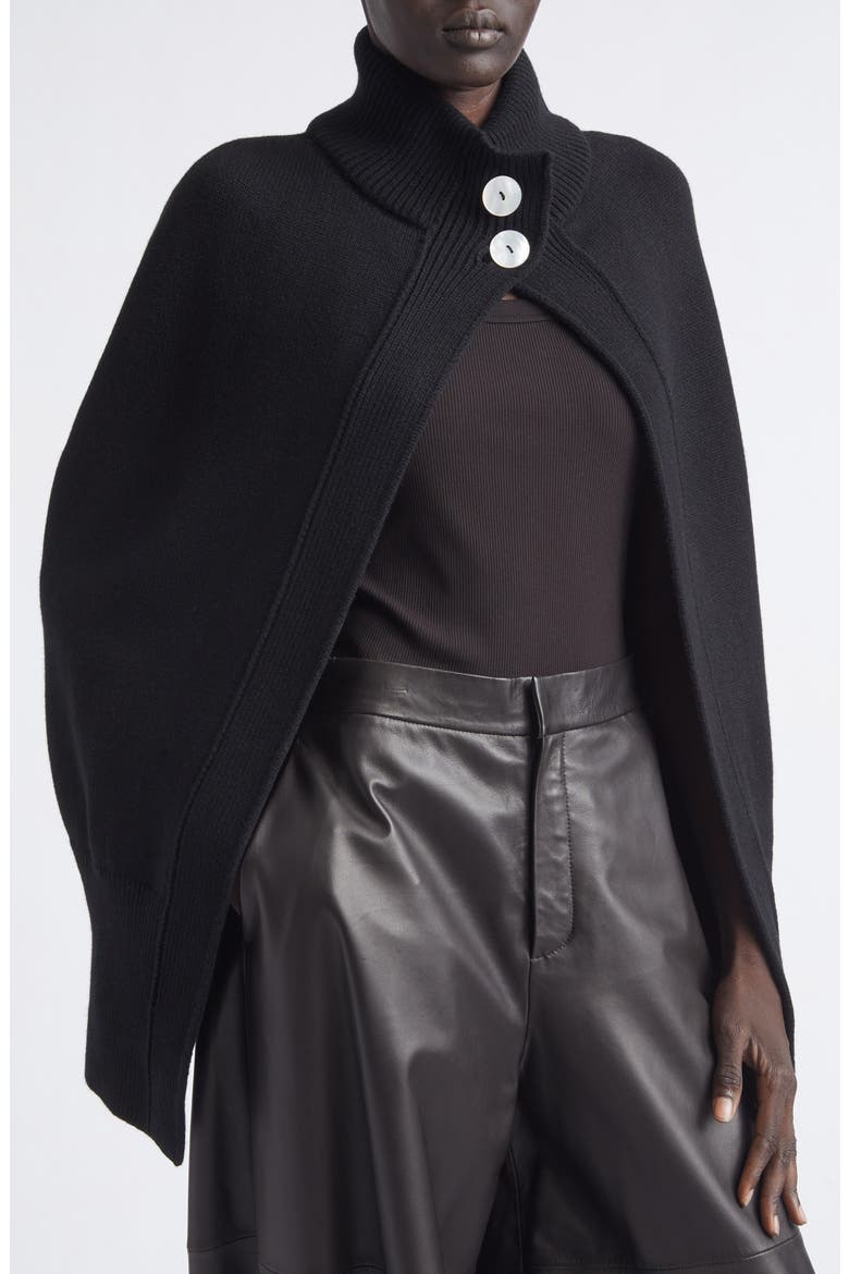 Roxalena Wool & Cashmere Knit Cape, Alternate, color, NOIR