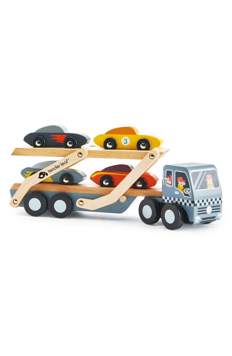Tender Leaf Toys Car Transporter Wooden Toy Set, Main, color, Multi