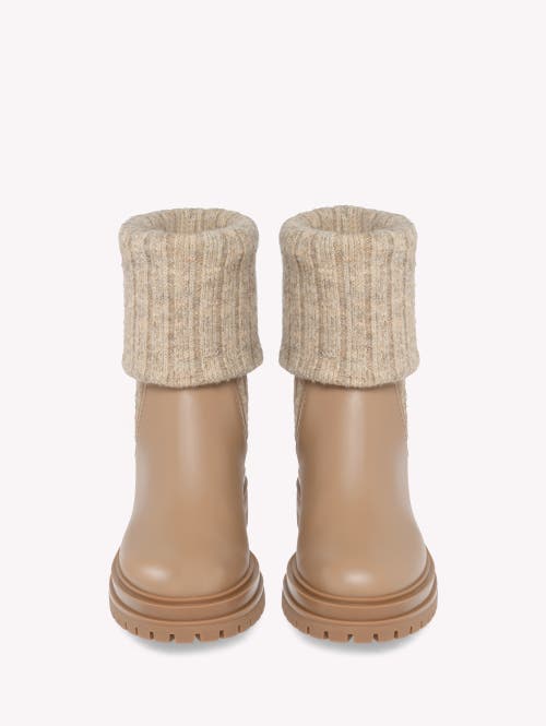 Gianvito Rossi Tenney Leather And Ribbed-knit Chelsea Boots In Brown
