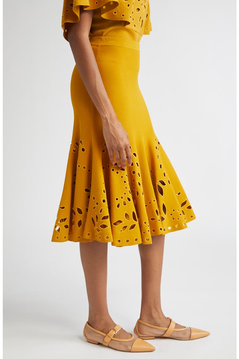 Fiorella Eyelet Detail Knit Skirt, Alternate, color, GOLDENROD