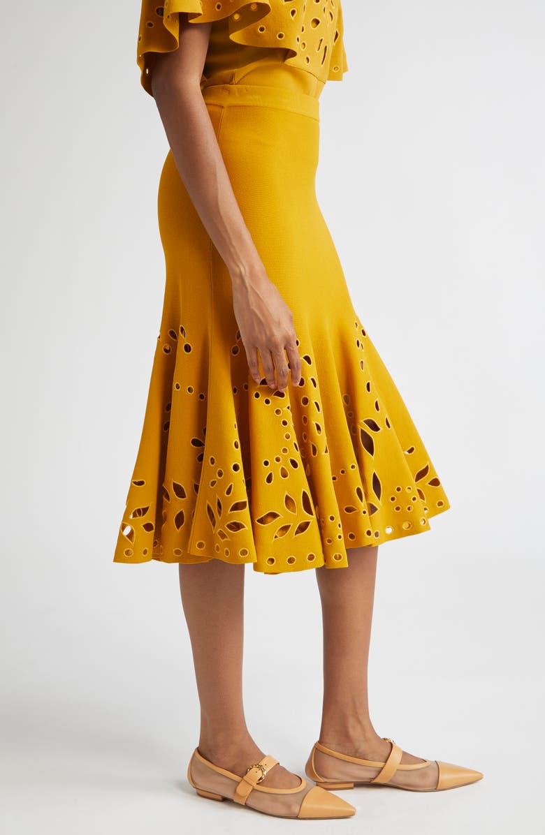 Ulla Johnson Fiorella Eyelet Detail Knit Skirt, Alternate, color, Goldenrod