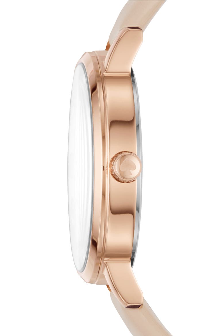 metro scallop leather strap watch, 34mm, Alternate, color, BLUSH/ WHITE/ ROSE GOLD