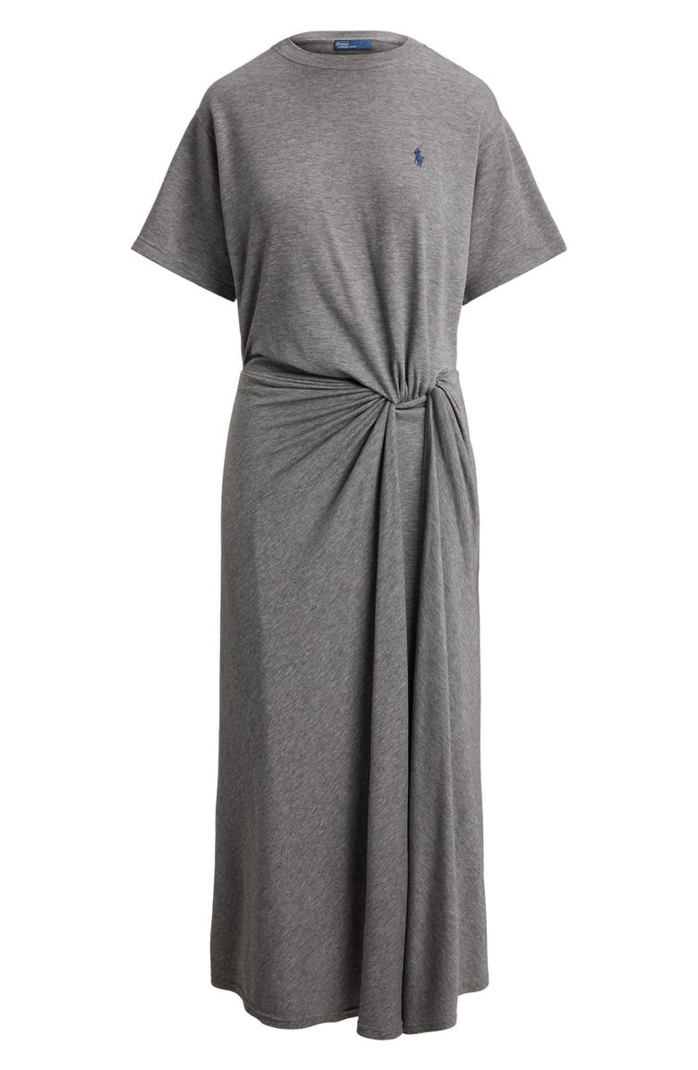 Polo Ralph Lauren Side Twist Midi T-Shirt Dress, Alternate, color, Cobblestone Heather