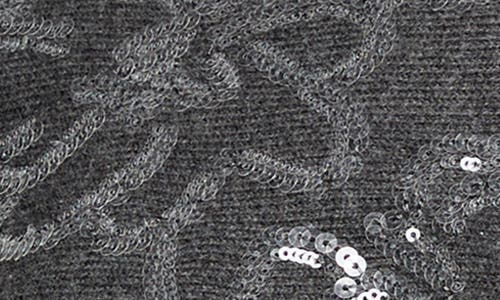 Nic + Zoe Nic+zoe Floral Sequin Embellished Cotton, Cashmere & Silk Blend Sweater In Gray