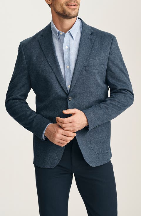 Matteo Slim Fit Navy Mélange Cotton & Linen Piqué Sport Coat